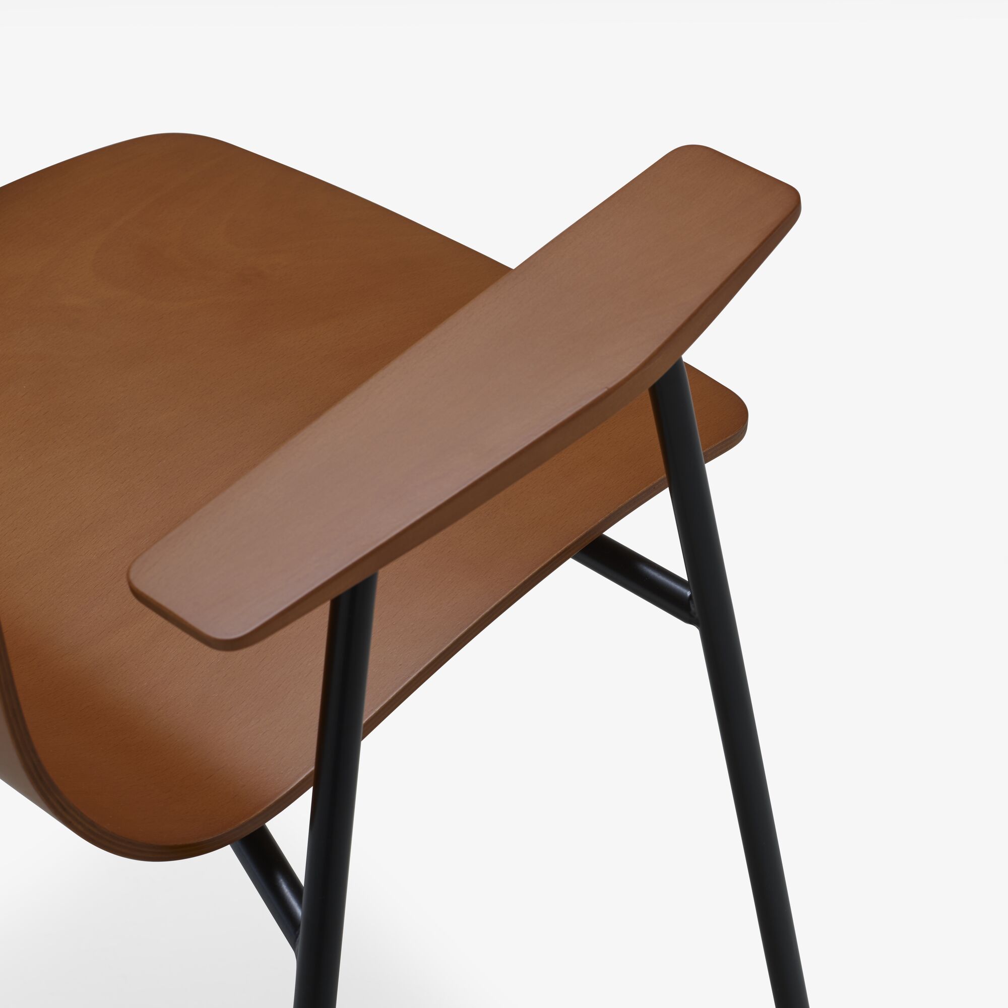 Image Chair with arms black lacquered steel base  7