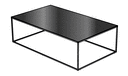RECTANGULAR LOW TABLE ANTHRACITE METAL STONEWARE TOP WHITE LACQUERED BASE