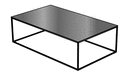 RECTANGULAR LOW TABLE ANTHRACITE METAL STONEWARE TOP BLACK CHROMED BASE