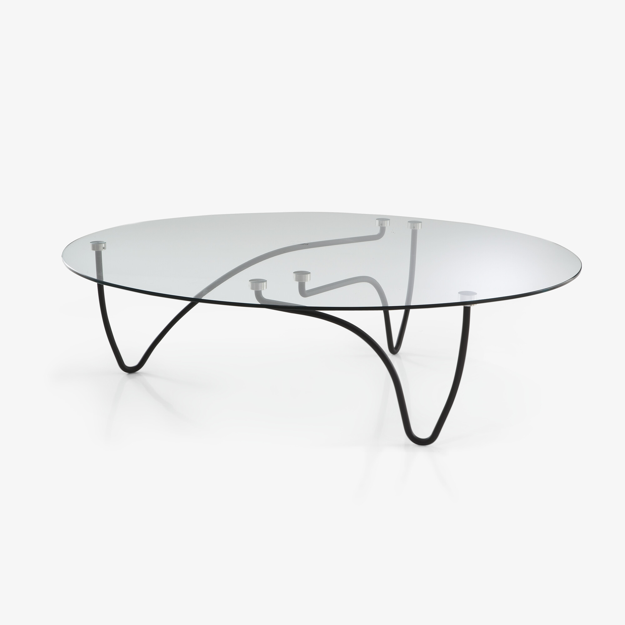 Image Table basse ovale plateau verre clair  1