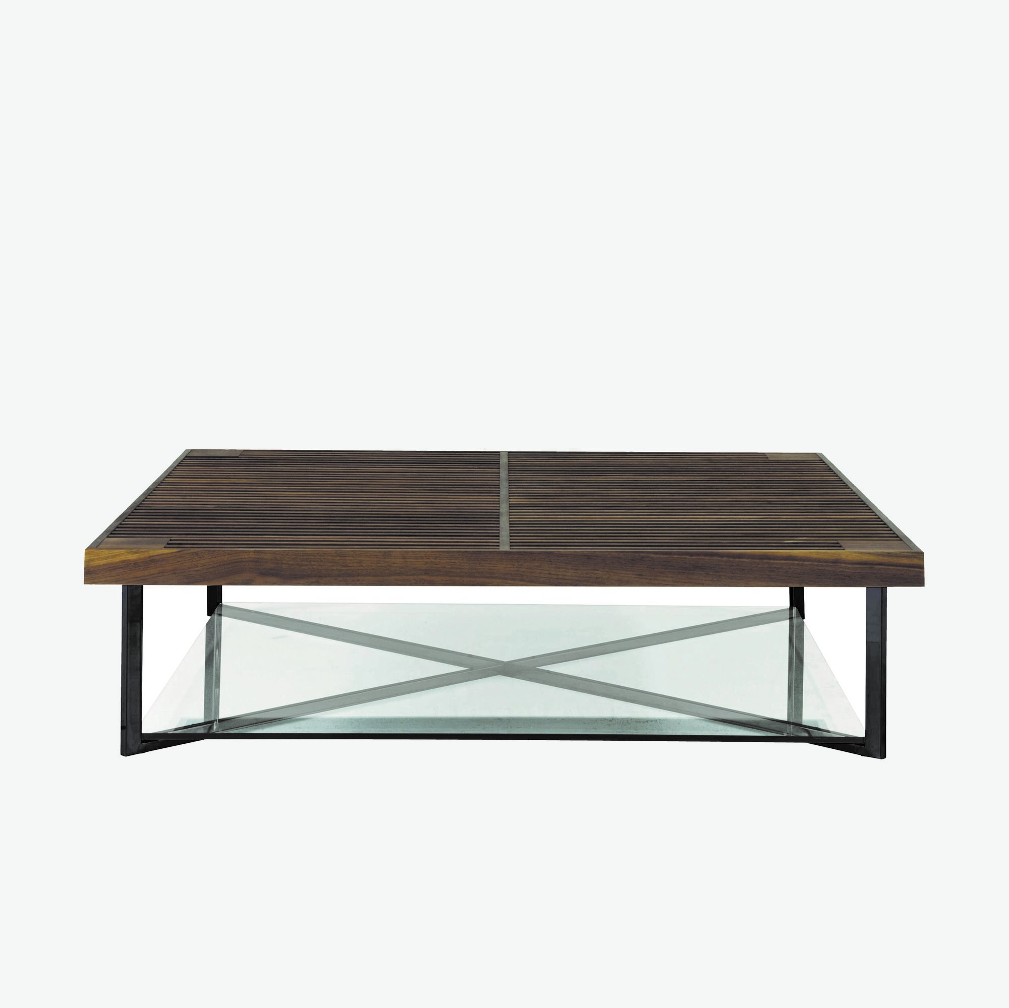 Image TABLE BASSE DOUBLE PLATEAU PIÉTEMENT LAQUÉ NOIR