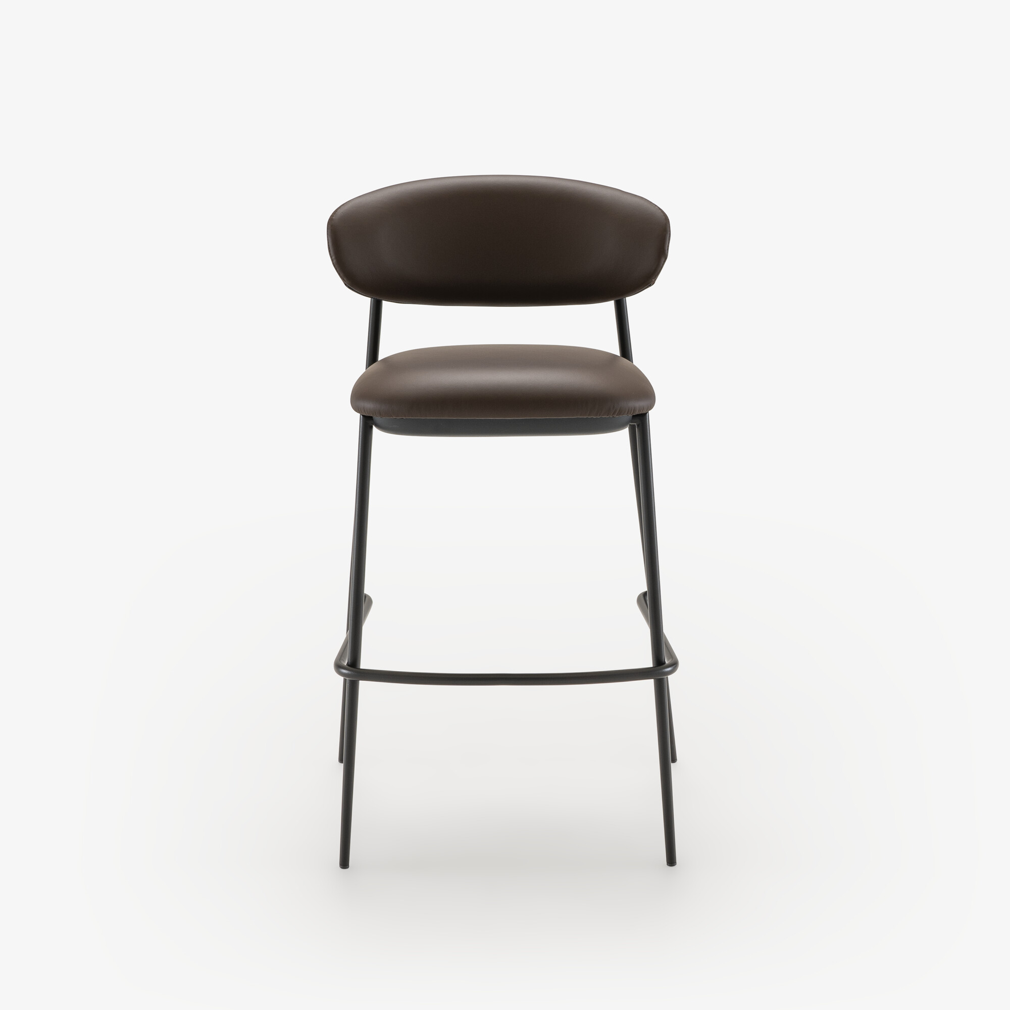 Image CHAISE DE BAR SKIACCIA CUIR BRUN FONCÉ DAKO