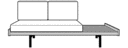 BANQUETTE-LIT PIEDS ACIER LAQUE NOIR 