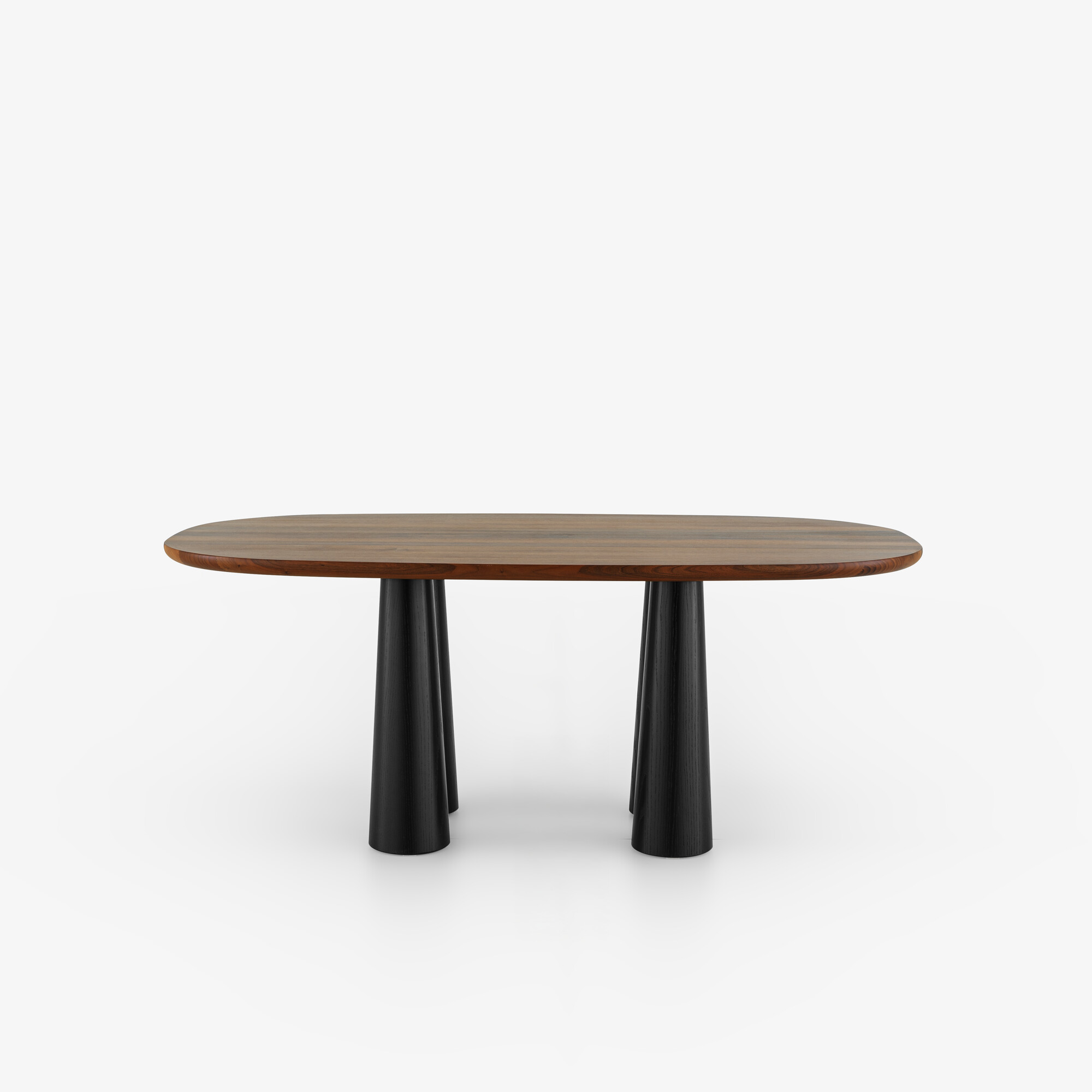 Image DINING TABLE WALNUT BASE IN BLACK STAINED ASH