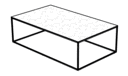 RECTANGULAR LOW TABLE TOP IN WHITE MARBLE-EFFECT CERAMIC STONEWARE BLACK CHROMED BASE