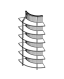 SHELVING UNIT ELEMENT CONCAVE DRILLING TO RIGHT