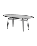 OVAL DINING TABLE WHITE LACQUERED BASE 