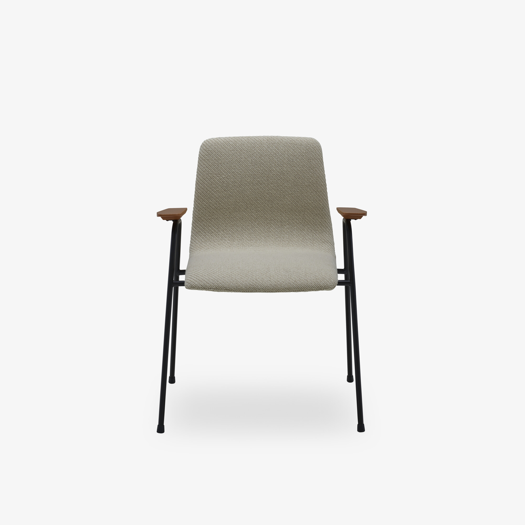 Image CHAIR WITH ARMS UPHOLSTERED BACK BLACK LACQUERED STEEL BASE