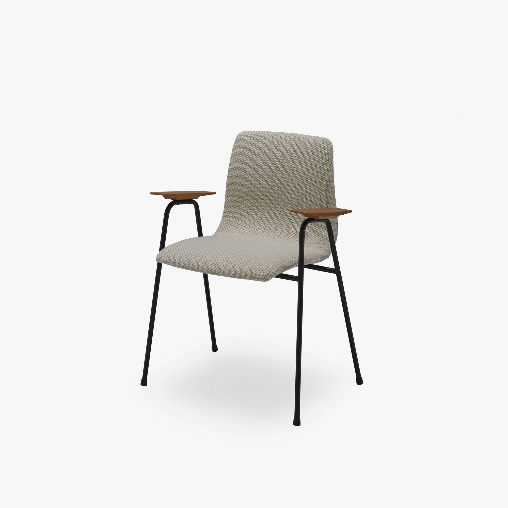 Image Chair with arms upholstered back black lacquered steel base 2