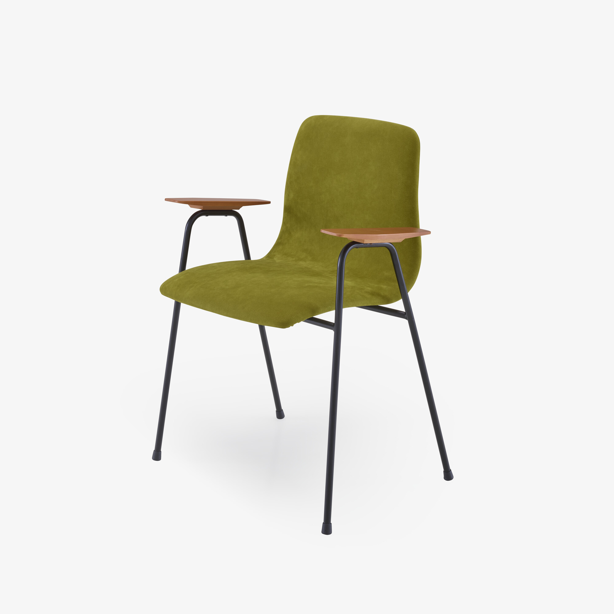 Image Chair with arms upholstered back black lacquered steel base 6