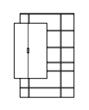 BOOKCASE WITH ASYMMETRICAL CHEST TO LEFT 
