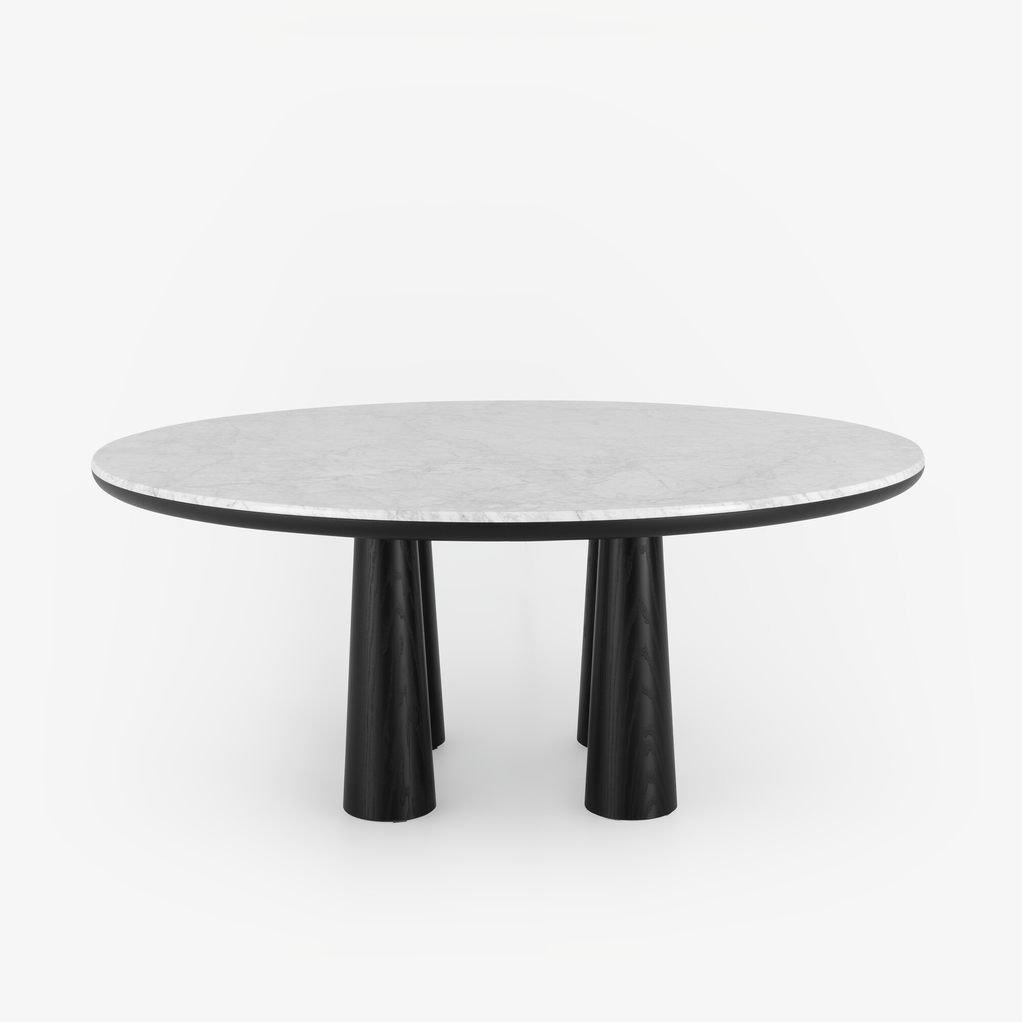 Image Mesa de comedor mármol blanco de carrara patas de fresno teñido negro 1