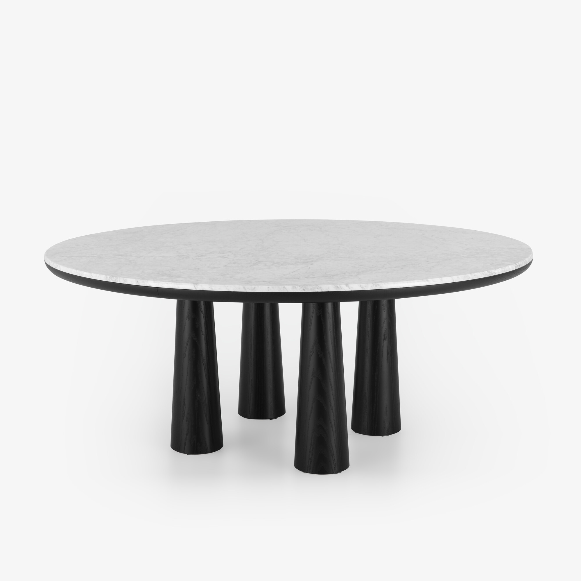Image Mesa de comedor mármol blanco de carrara patas de fresno teñido negro 2